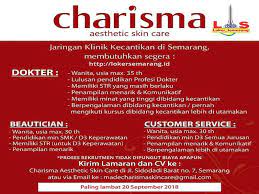 Temukan karir pekerjaan klinik kecantikan dan lowongan kerja yang serupa disini. Lowongan Kerja Dokter Beutician Customer Service Charisma Aesthetic Skin Care Lowongan Kerja Semarang