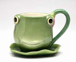 hand painted ceramic cute green frog cup and saucer 8 ounces ceramic frogs frog decor frog