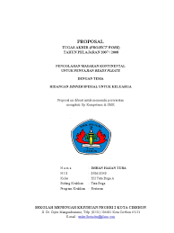 Untuk contoh yang saya beri adalah mengikut format dari kolej vokasional kerana saya juga adalah pelajar dari kolej vokasional perkara pertama yang perlu dilakukan sebelum start buat proposal adalah mengenalpasti tajuk projek. Contoh Proposal Tugas Akhir Sekolah