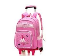 Distribuidor mochila escolar rosa con ruedas y patrón de ...