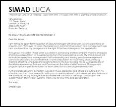 If you're ready to apply for your next role, upload your resume to indeed resume to get started. Deputy Manager Cover Letter Sample Cover Letter Templates Examples