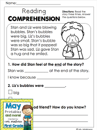 May Printables First Grade Literacy And Math 1st Grade Reading Worksheets First Grade Worksheets Reading Comprehension Worksheets