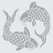 Black And White Stencil Koi Fish Design Pin On Animal Stencils For Sale On Etsy