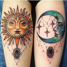 Sun And Moon Tattoo Sun Tattoos Leg Tattoos Celestial Tattoo