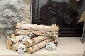 Birch Logs For Fireplace How To Make Fake Birch Logs Sand Between My Piggies Birch Tree Decor Christmas Birch Tree Decor Farmhouse Christmas Decor