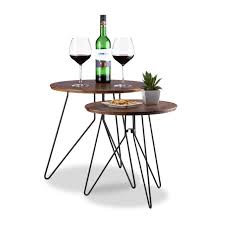 Aoolive casual square lift top cocktail table with large storage spaces,white overstock $ 359.99. Relaxdays Vintage Side Accent Set Of 2 Round Coffee Table Wooden Look Dark Brown H X D App 48 X 48 Cm 40 X 40 Cm Buy Online In Jersey At Jersey Desertcart Com Productid 139177944