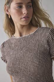 Daisy Street Shirred Check Skater Mini Dress