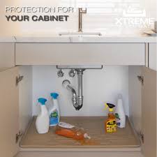 Under Sink Cabinet Mat Protects Against Plumbing Leaks And Product Spills Luxurybath Luxurykitchens Remodel Xtrememats Hig Sink Cabinet Under Sink Cabinet