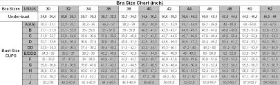 Bra Size Chart Breast Sizes In Inches And Centimeters