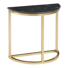 Our Exclusive Half Round Tanis Accent Table Is A Small Space Wonder With A Black Granite Top And Sleek Metal Frame In Trending Decor Accent Table Black Granite