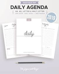 2019 2020 Daily Planner Printable Agenda Refill Pdf Diary Organiser Daily Schedule Do1p Filofax Inserts A5 A4 Letter Half Size Daily Planner Printable Planner Daily Planner Printable