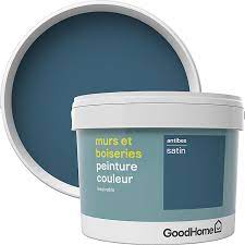 Castorama nuancier peinture mon harmonie peinture riviera o chambre bleu, couleur chambre , peinture mur chambre , peinture avec effet satin, mat ou brillant, nos peintures blanches pour murs et plafonds vous permettent même d'apporter une petite touche d'originalité à vos murs. Peinture Murs Et Boiseries Goodhome Bleu Antibes Satin 2 5l Castorama