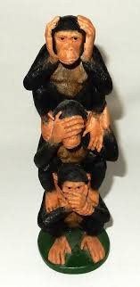 See No Evil Hear No Evil Speak No Evil Monkeys Wise Monkeys Hear Speak See No Evil Figurine Totem Pole Statue Stacked Signed For Sale 17 16 See Photos Money Back Guarantee Up Wise Monkeys Evil Artist