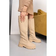 Ligglo Μπεζ Αδιάβροχες Μπότες σε Ιδιαίτερη Ματ Υφή in 2021 | Fashion, Knee  boots, Over knee boot