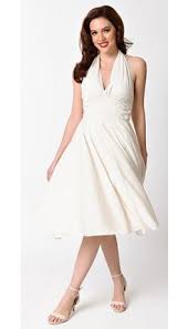 1950s Style Ivory Cream Monroe Sheer Halter Dress White Cocktail Dress Chiffon White Dress Chiffon Cocktail Dress