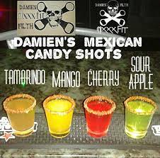 Various Flavors Of My Mexican Candy Shots Sweet Spicy Shots Candy Shots Mexican Candy Shot Tea Cocktail Recipes