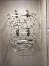 This Is For Camper Rv Use Only Hang Some Command Hooks On The Wall And Put Baskets On Them For Extra Storage For Items Such Trailer Decor Rv Campers Camper