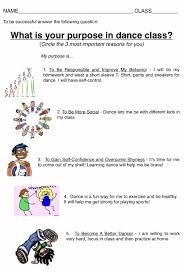 What Is Your Purpose In Dance Class Dance Class Goals Worksheet Personal Goals