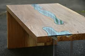 folded river coffee table table en verre bois massif mobilier design