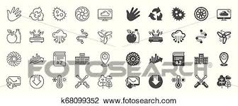Company Building Fan Engine And Profits Chart Line Icons