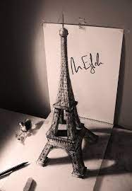 Amazing 3d Pencil Drawings Pop Out Of The Page 3d Pencil Art 3d Pencil Drawings Eiffel Tower Drawing