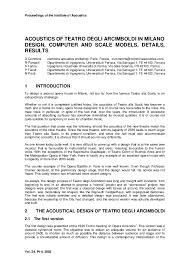 Pdf Acoustics Of Teatro Degli Arcimboldi In Milano Design