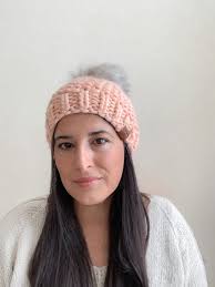 Buy Mommy and Me Winter Hat, Peach Hat With Pom Pom, Baby Shower Gift,  Chunky Knit Hats for Women, Mama and Mini Hats, Newborn Girl Gift Online in  India