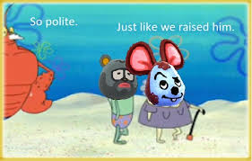 Audie (peppy wolf), cyd (cranky elephant), dom (jock sheep), judy (snooty cub), megan (normal bear), raymond. New Horizons