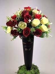 Check spelling or type a new query. Grave Vase Artificial Flower Arrangement Grave Spike Red And White Amazon Co Uk Home Kitchen