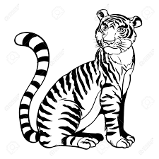 Libro tigre blanco del autor aravind adiga al mejor precio nuevo o segunda mano en casa del libro méxico. Dibujo Lineal De Dibujos Animados Un Tigre Sentado En Color Blanco Y Negro Ilustracion Vectorial Ilustraciones Vectoriales Clip Art Vectorizado Libre De Derechos Image 87349265
