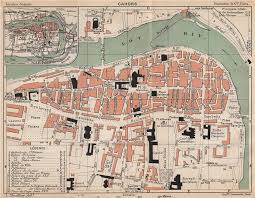 Cahors Vintage Town City Ville Map Plan Carte Lot 1899