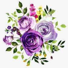 Rosas Roxas Aguarela Folhas Verdes Flores Amarelas Png Imagem Para Download Gratuito Flower Bouquet Drawing Flower Illustration Floral Watercolor