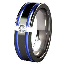 Abyss Black Tension Set Titanium Ring Blue Wedding Rings Mens Wedding Rings Rings For Men