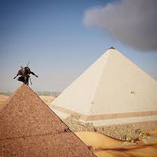 Climbing On Top Of The Pyramid Of Khafre Gaming Assassinscreed Origins Egypt Giza Pyramids Giza Pyramids Adventure