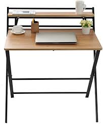 Amazon Com Mrktkr Foldable Computer Desk Folding Study Desk For Small Space Home Office Desk Simple Laptop Writing Table No Need To Install Open Directly Kitchen Dining