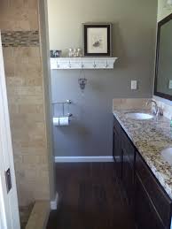 Pin By Stephanie Tippitt On New Bathroom Small Master Bathroom Wood Floor Bathroom Dark Tile Floors
