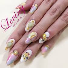 お客様ネイルカラフルタイダイ柄ホワイト夏ネイル