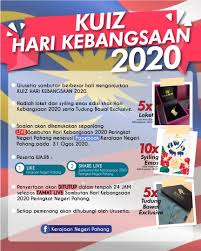 Mencapai kemerdekaan dalam masa 4 tahun. Soalan Kuiz Hari Kebangsaan 2020 Kerajaan Negeri Pahang Facebook