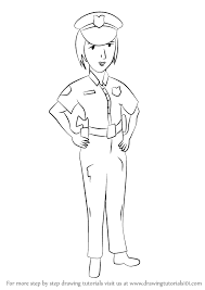 Step By Step How To Draw A Female Police Officer Drawingtutorials101 Com Police Women Female Police Officers Drawings