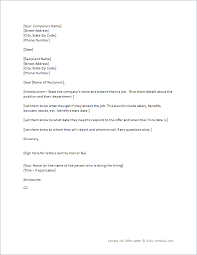 Sample document with enclosure and cc : Job Offer Letter Template For Word
