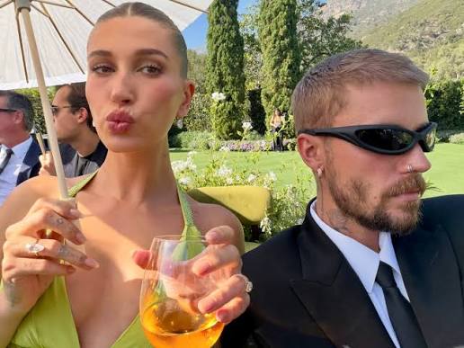 Justin and Hailey Bieber had a stylish wedding date! 💚 The couple joined  the starry guest list as Billie Eilish's brother Finneas married his  longtime love, Claudia Sulewski, in an outdoor ranch