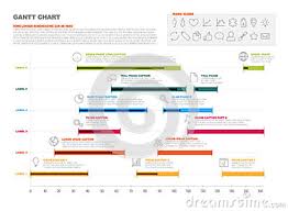 gantt project production timeline graph stock vector