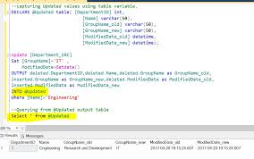 We typed the table name, which will be updated after the update statement. The Output Clause For Update Statements Sqlservercentral