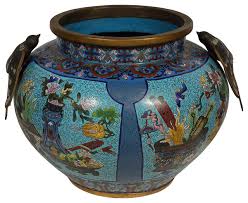 Oriental fishtail vase with red twisted lotus flower. Consigned 21 Inches Wide Antique Chinese Large Cloisonne Pot Asian Indoor Pots And Planters By Golden Treasures Antiques And Collectibles Inc Houzz
