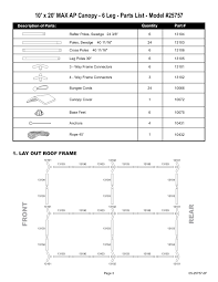 20l x 10w x 9h ft. Shelterlogic 10 X 20 Max Ap Canopy Rafter Cross Pole Tube Frame 13104 New Elipesa Com