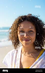 Biracial curly hair brown hi-res stock photography and images