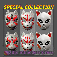 Kitsune mask is a mask of a fox. Japanese Fox Mask Demon Kitsune Special Collection 3d