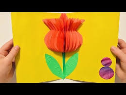 как сделать 3д открытку своими руками на 8 марта 3d Otkrytka Tyulpan Cvetok Svoimi Rukami Na 8 Marta Kak Sdelat Otkrytku Origami Emiliya Youtube Con Imagenes Tarjetas