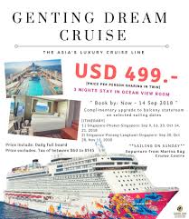 The partnership will continue till 2020, and is estimated to bring in 600,000 visitors and more than $250 million in tourism receipts. Gateholidays On Twitter 3 Nights Cruise With Genting Dream Cruise The Luxury Cruise Line In Asia Book By Now 14 Sep 2018 Contact Info Gateholidays Ae Info Bkk Gateholidays Com Cruise Gentingdreamcruise Dreamcruise Singapore Marinabay
