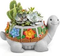 LESES Pots de fleurs succulentes en forme de tortue avec trou de drainage,  jolis pots de fleurs pour cactus, plantes grasses pour plantes d'intérieur,  ...